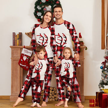 Deer Head Print Parent-child Christmas Home Service Suit
