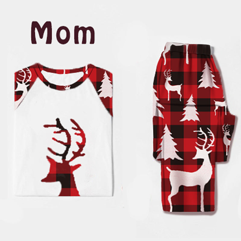Deer Head Print Parent-child Christmas Home Service Suit