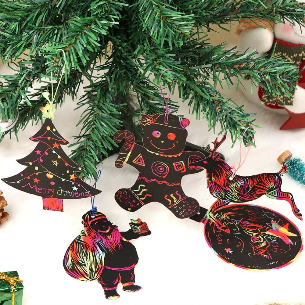 OurWarm 21pcs Magic Color Scratch Card Christmas Tree Orname
