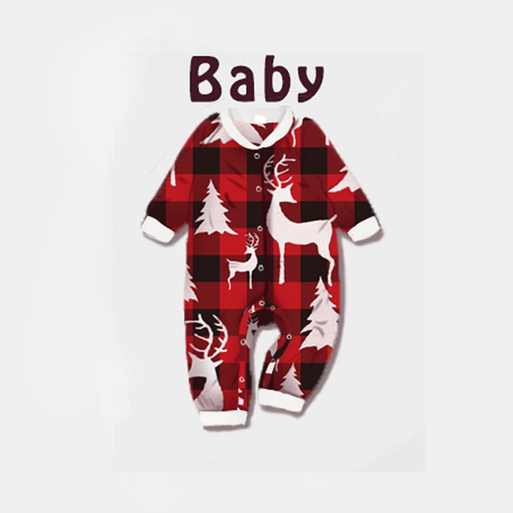 Deer Head Print Parent-child Christmas Home Service Suit