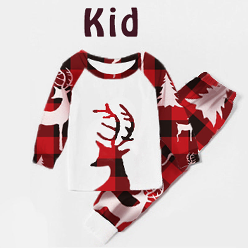 Deer Head Print Parent-child Christmas Home Service Suit