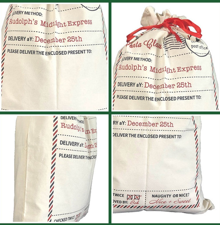 Christmas Cross-border Envelope Christmas Bag Drawstring Cotton Canvas