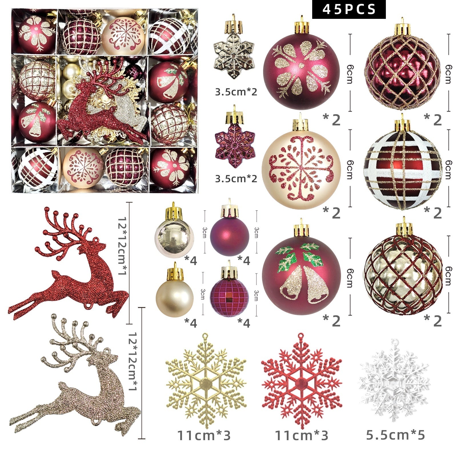Christmas Decoration Pendant Electroplating Ball Plastic Ball Special-shaped Painted Gift