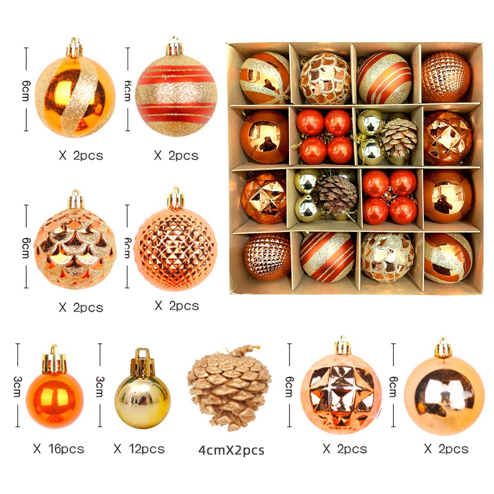 Christmas Decoration Pendant Electroplating Ball Plastic Ball Special-shaped Painted Gift