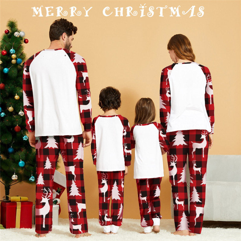Deer Head Print Parent-child Christmas Home Service Suit