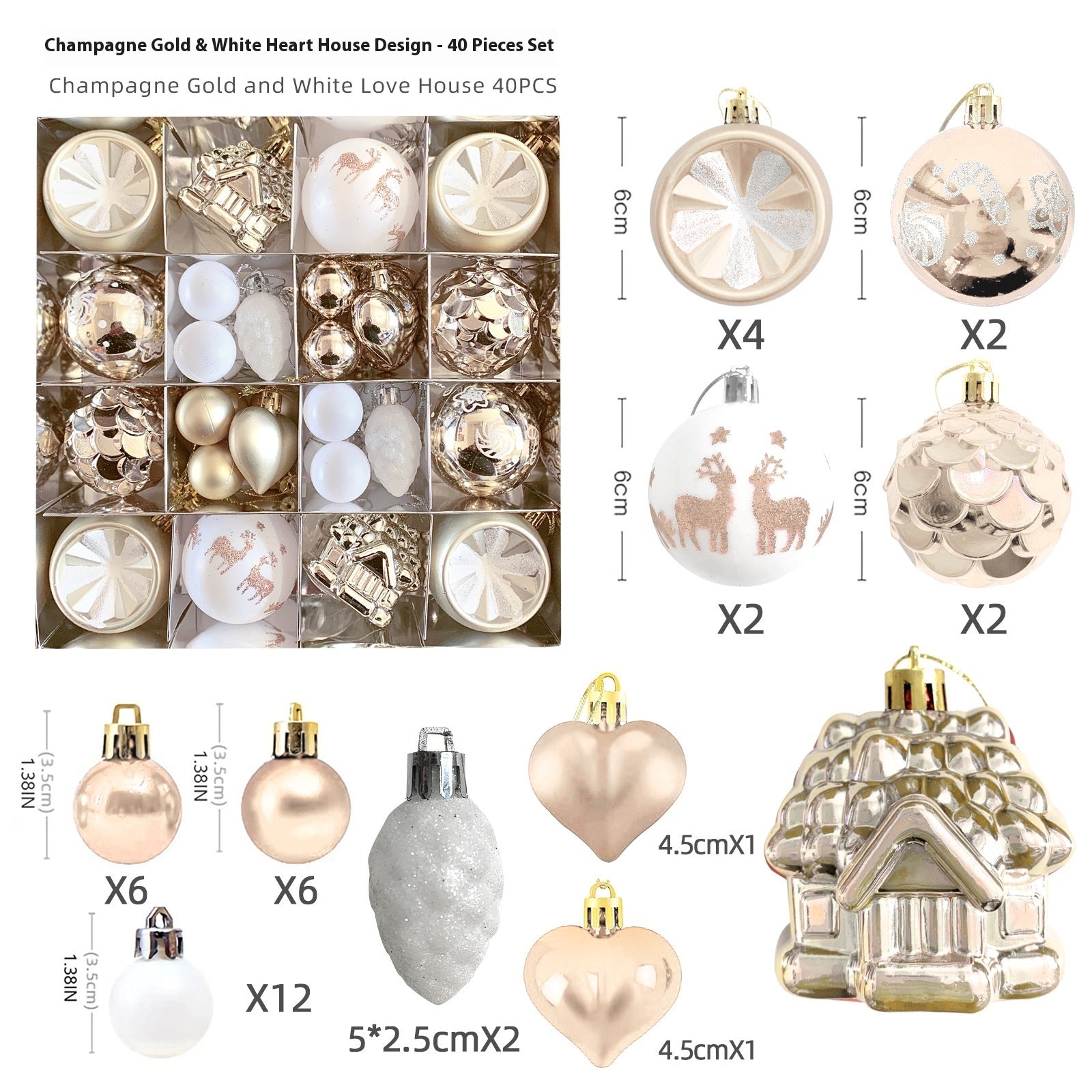 Christmas Decoration Pendant Electroplating Ball Plastic Ball Special-shaped Painted Gift
