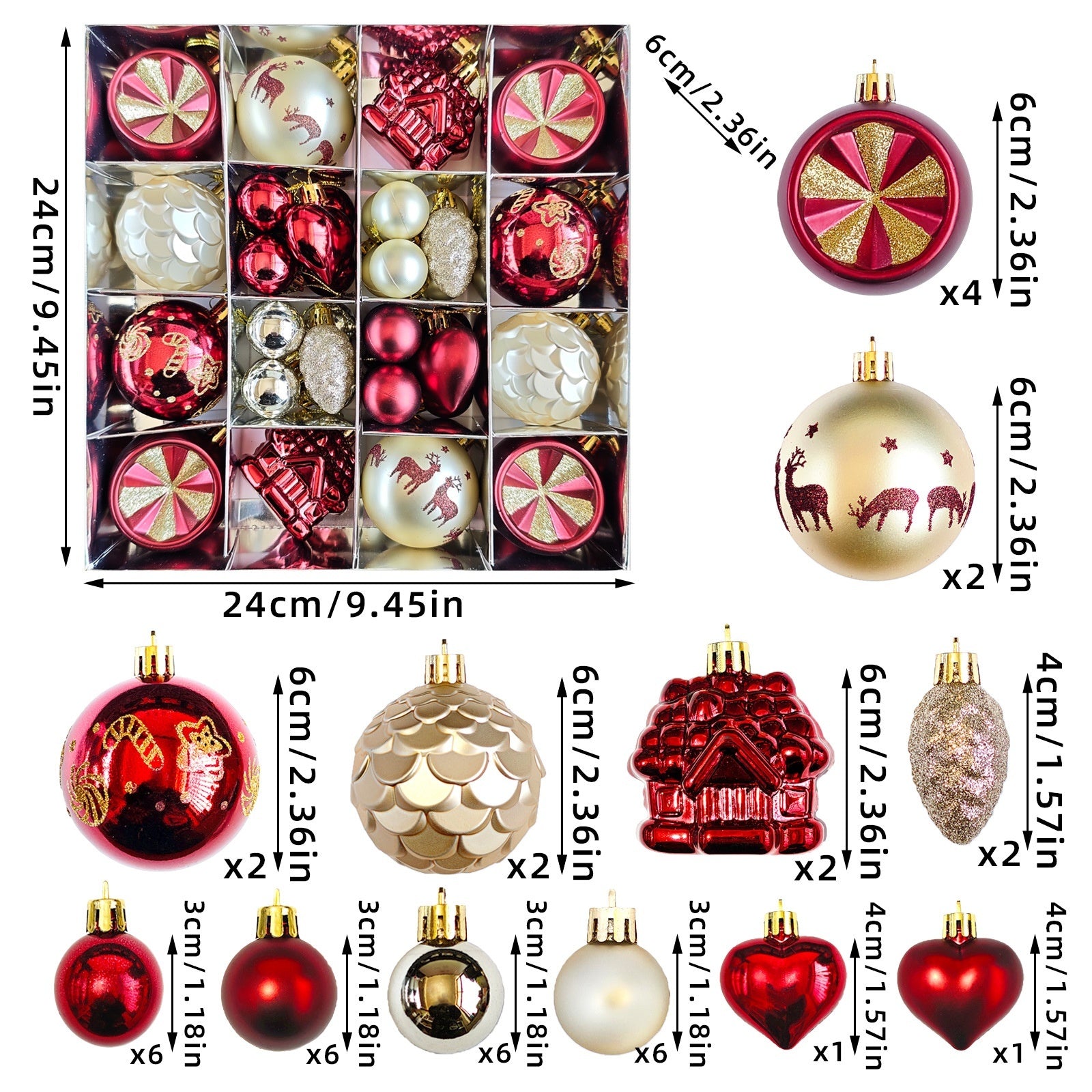 Christmas Decoration Pendant Electroplating Ball Plastic Ball Special-shaped Painted Gift