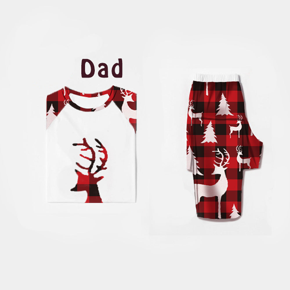Deer Head Print Parent-child Christmas Home Service Suit