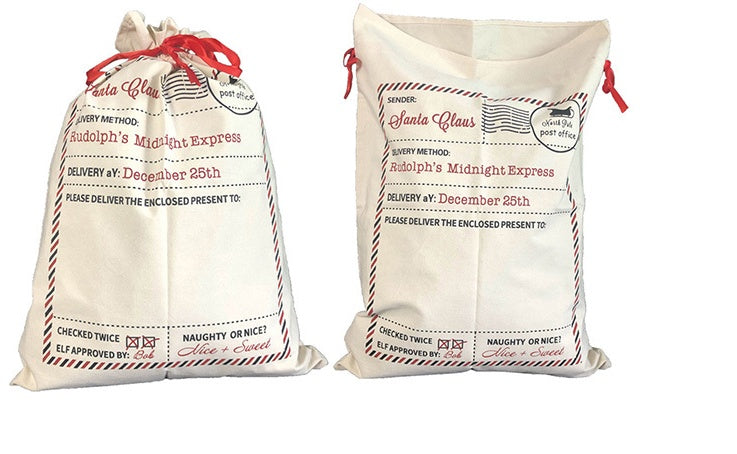 Christmas Cross-border Envelope Christmas Bag Drawstring Cotton Canvas