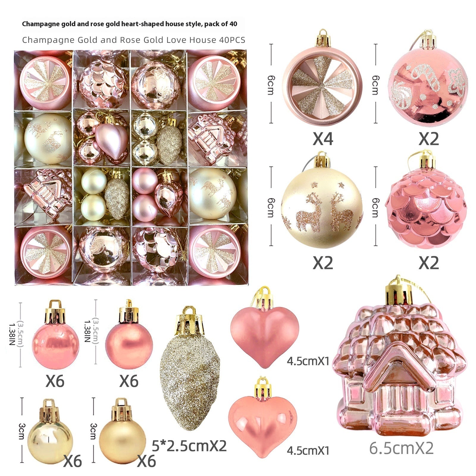 Christmas Decoration Pendant Electroplating Ball Plastic Ball Special-shaped Painted Gift